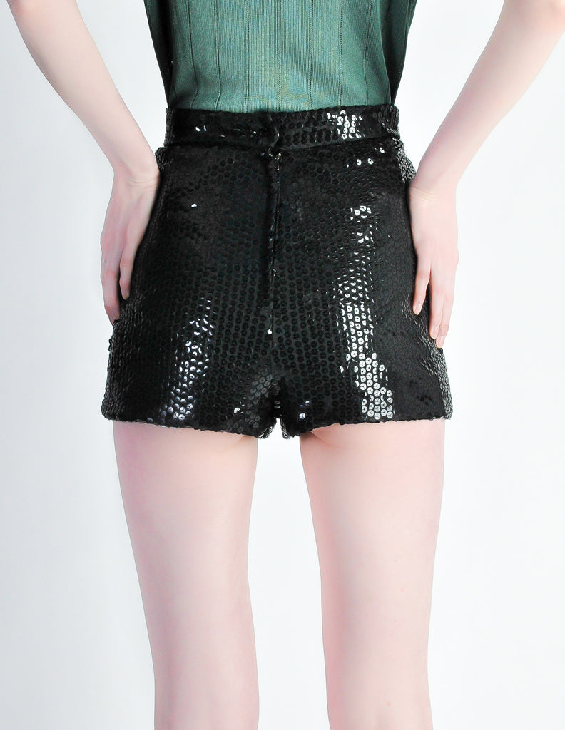 Vintage 1970s Black Sequin Hot Pant Shorts Amarcord Vintage Fashion
