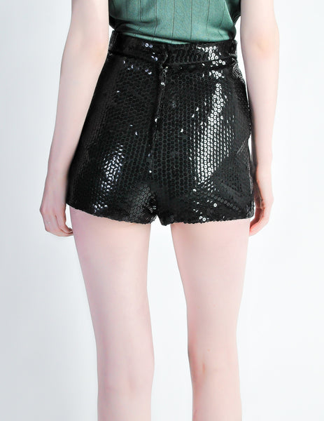 Vintage 1970s Black Sequin Hot Pant Shorts