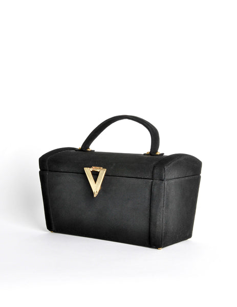 Surrey Vintage 1960s Black Box Handbag