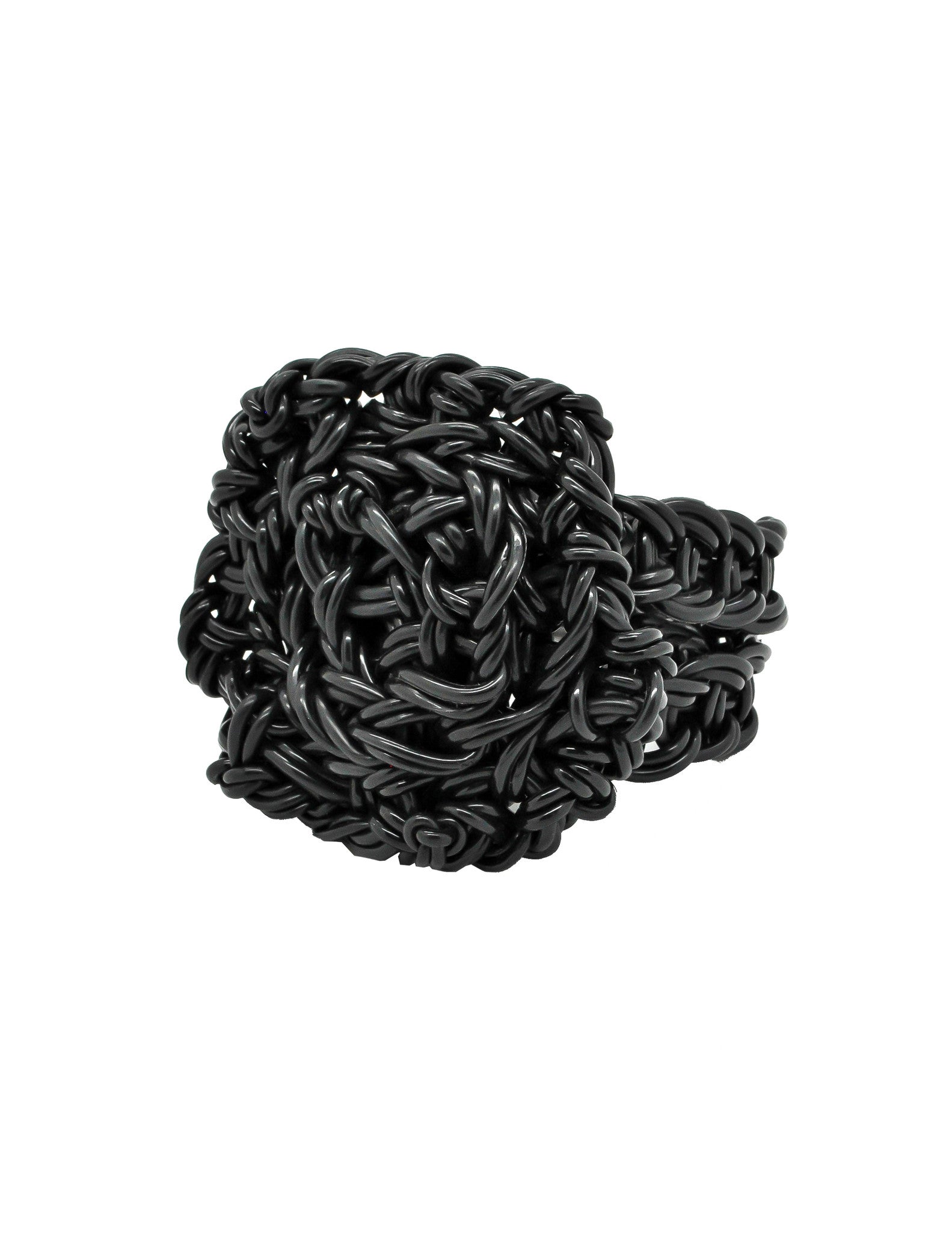 Vintage Handmade Woven Black Rubber Bracelet