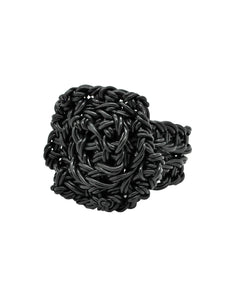 Vintage Handmade Woven Black Rubber Bracelet