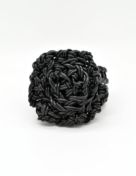 Vintage Handmade Woven Black Rubber Bracelet