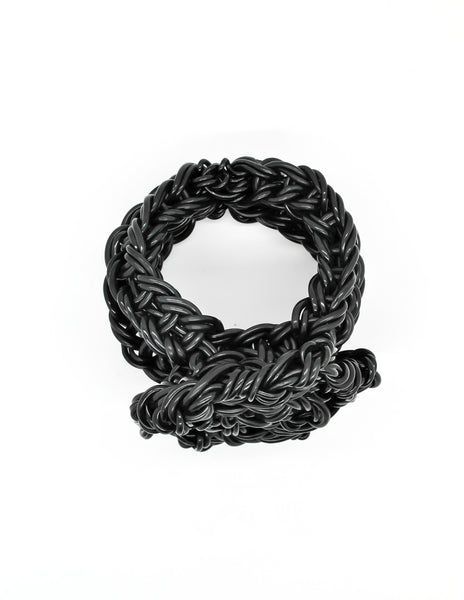 Vintage Handmade Woven Black Rubber Bracelet