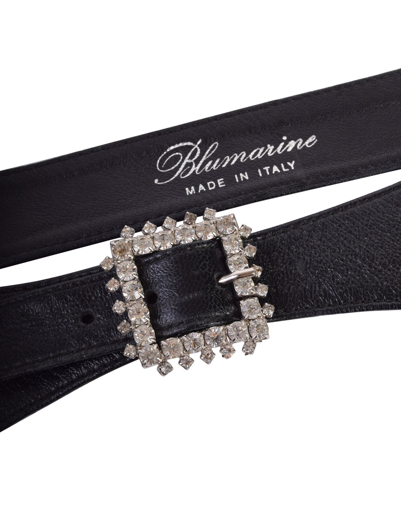 Blumarine Vintage Black Leather Rhinestone Garter Belt Amarcord Vintage Fashion Blumarine Vintage Black Leather Rhinestone Garter Belt Amarcord Vintage Fashion