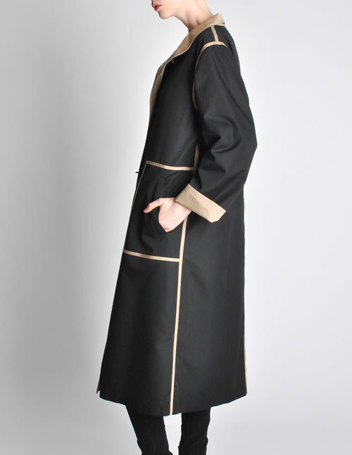 Bonnie Cashin for Russell Taylor Vintage Black Tan Coat Amarcord Vintage Fashion