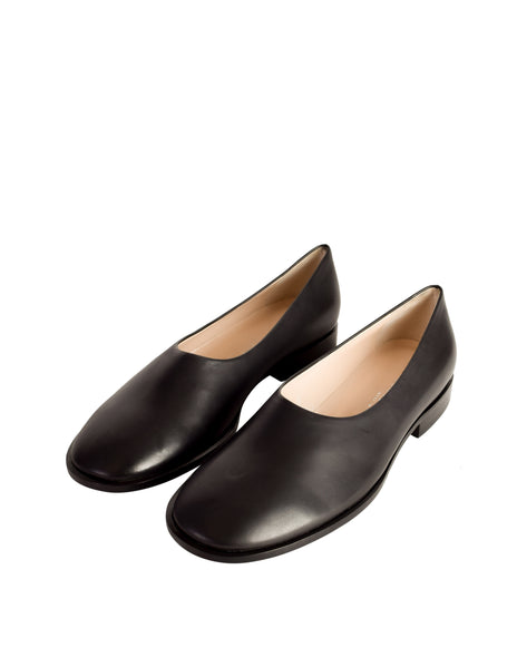 Bottega Veneta Vintage Black Leather High Cut Slip On Flats Shoes