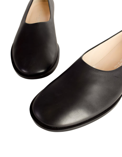 Bottega Veneta Vintage Black Leather High Cut Slip On Flats Shoes