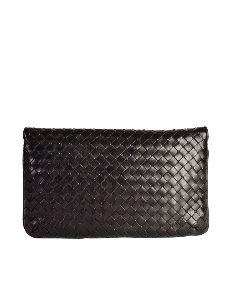 Black Bottega Veneta Intrecciato Flap Shoulder Bag