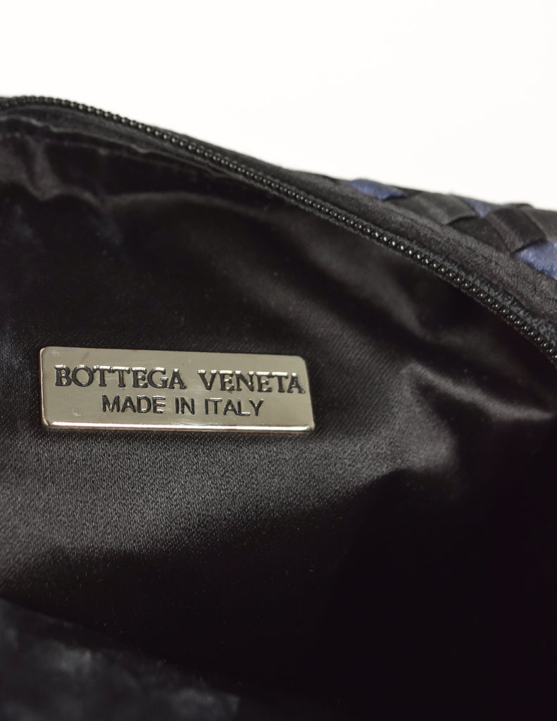 Bottega Veneta Vintage Black Blue Satin Woven Intrecciato Crossbody Mi –  Amarcord Vintage Fashion