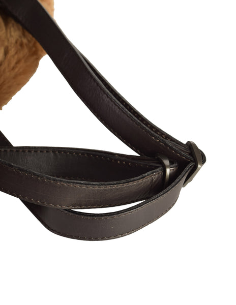 Bottega Veneta Vintage Brown Faux Fur Leather Backpack