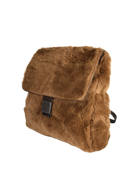 Bottega Veneta Vintage Brown Faux Fur Leather Backpack