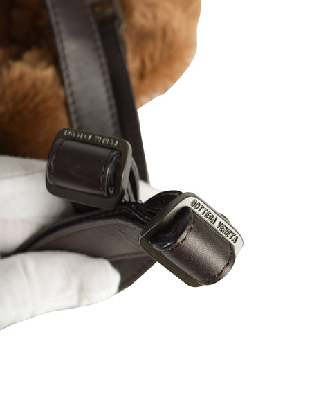 Bottega Veneta Vintage Brown Faux Fur Leather Backpack