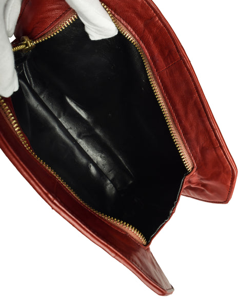 Bottega Veneta Vintage Burgundy Woven Intrecciato Leather Clutch Bag