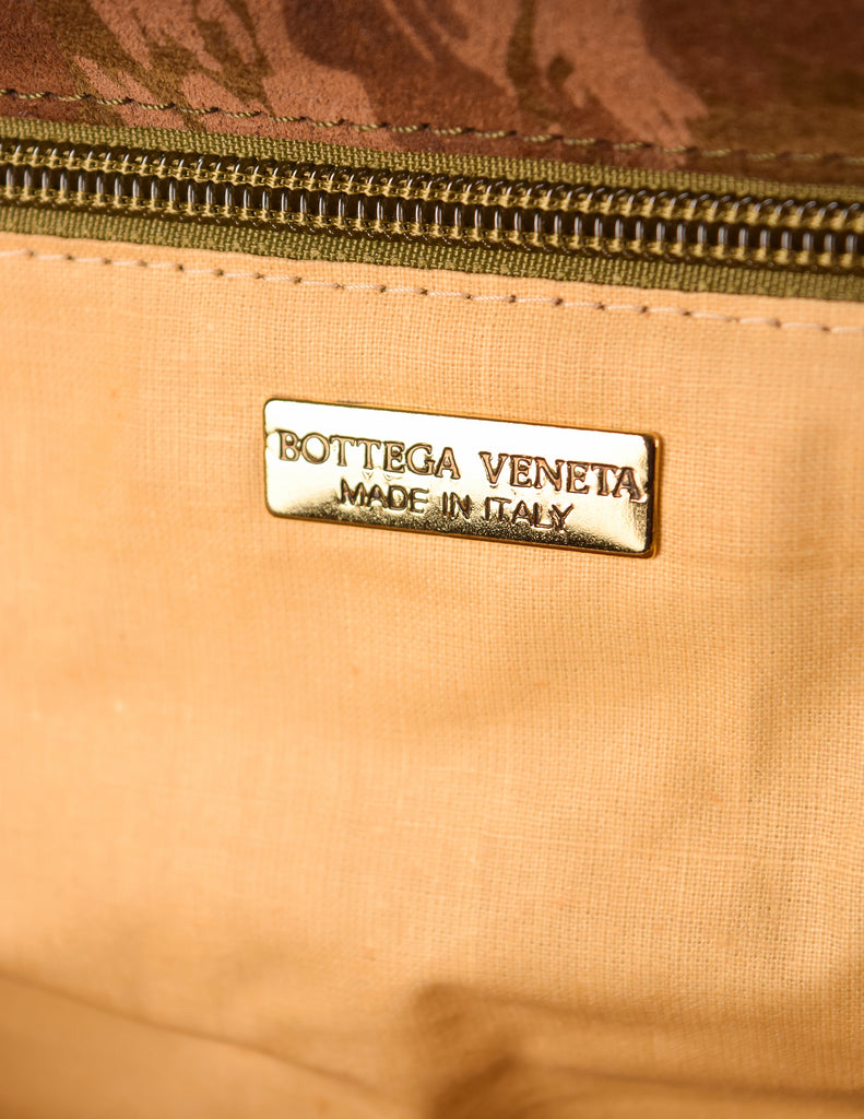 Bottega Veneta Vintage Green and Brown Intrecciato Woven Leather