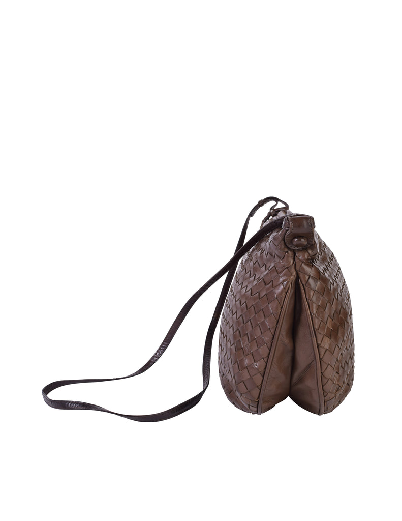 Bottega Veneta Vintage Chocolate Brown Intrecciato Woven Leather Cross –  Amarcord Vintage Fashion