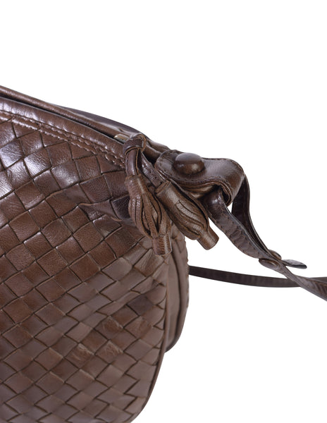 Bottega Veneta Vintage Chocolate Brown Intrecciato Woven Leather Crossbody Bag