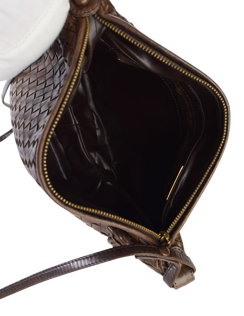 Bottega Veneta Shoulder Bags Leather Brown Dark Chocolate in Black