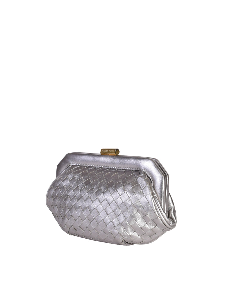 Bottega Veneta Knot Minaudiere Shoulder Bag in Silver