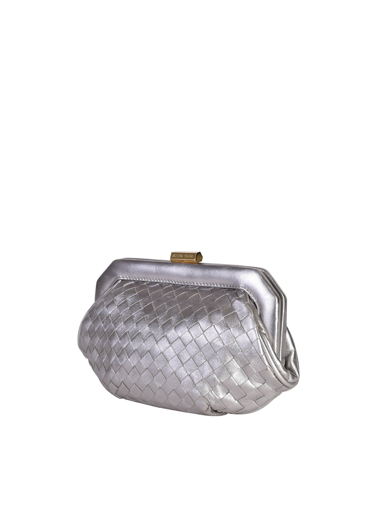 Bottega Veneta Knot Silver Clutch in Metallic