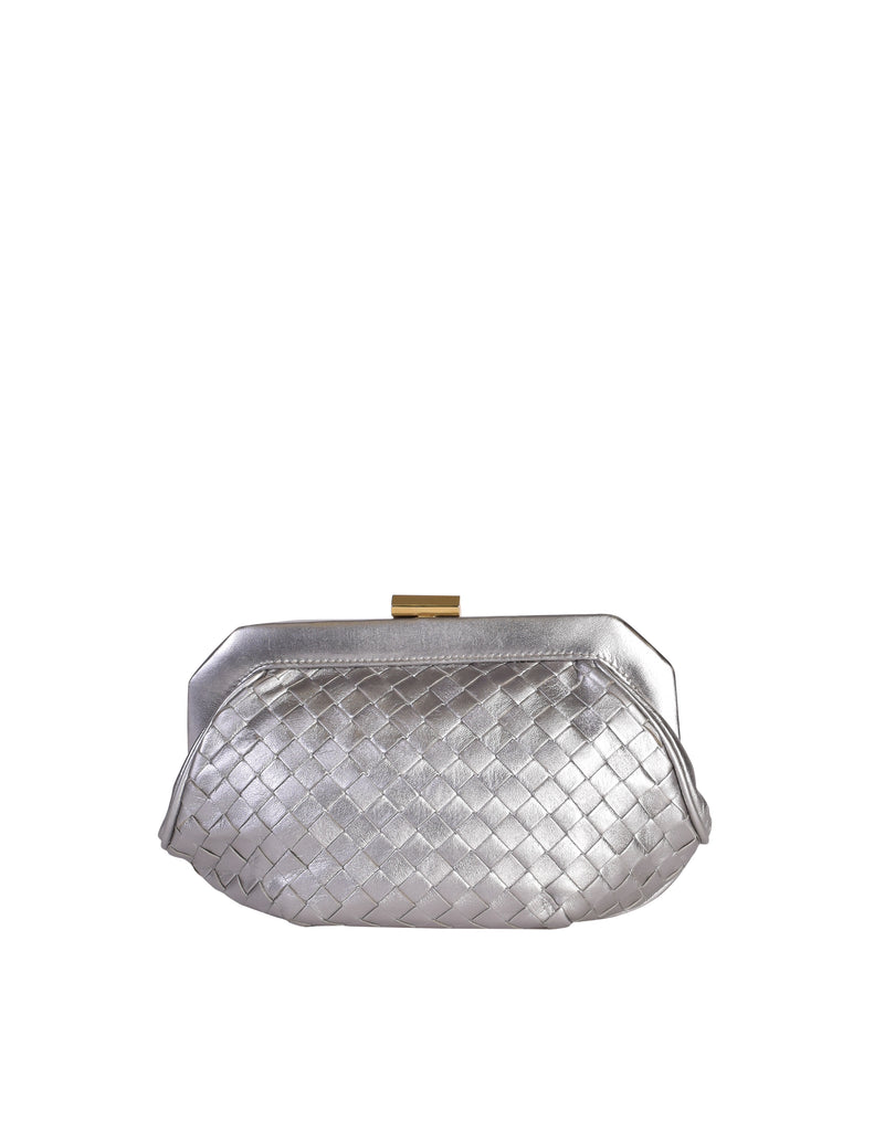 Bottega Veneta Silver Intrecciato Beaded Ayers Knot Clutch Silver Hardware,  2004 Available For Immediate Sale At Sotheby's