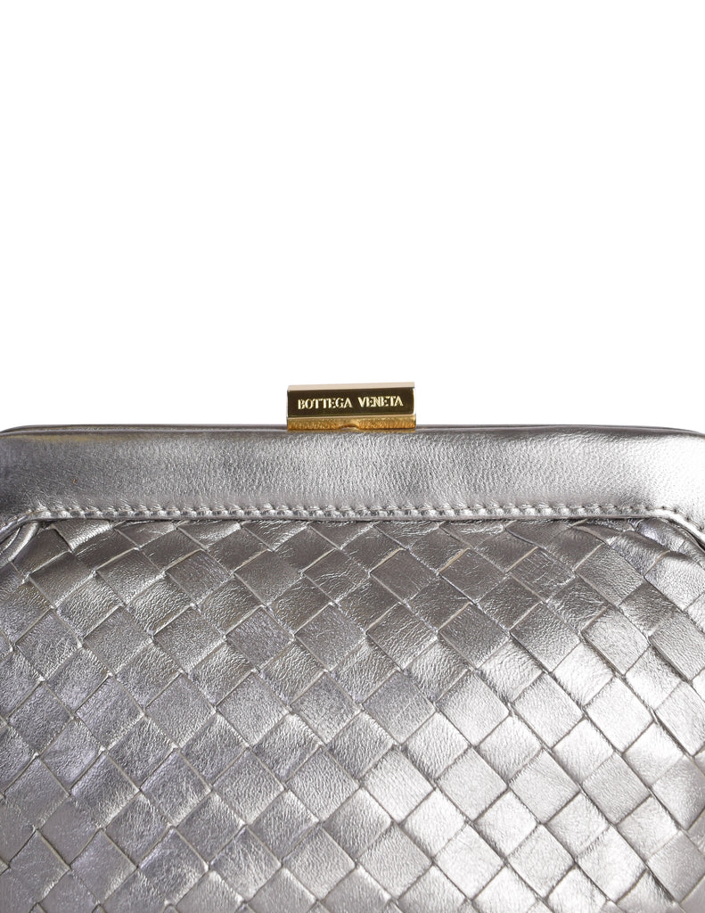 silver bottega clutch