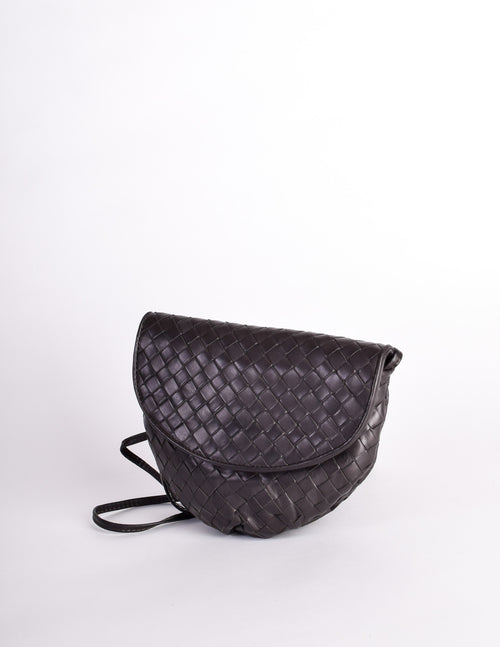 Bottega Veneta Vintage Intrecciato Black Woven Leather Crossbody
