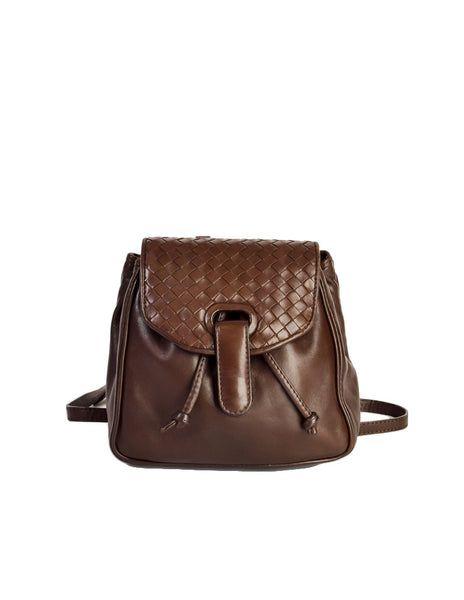 Bottega Veneta Vintage Intrecciato Brown Woven Leather Mini Backpack ...