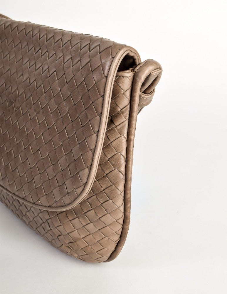 Bottega Veneta Loop Small Intrecciato Leather Shoulder Bag - Mushroom - One Size