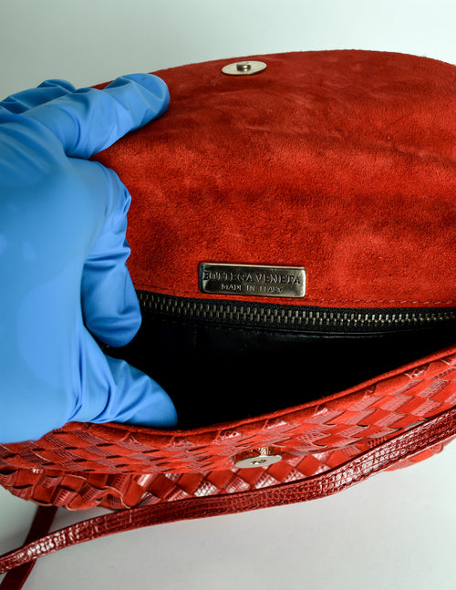 Bottega Veneta Vintage Intrecciato Red Woven Leather & Suede Crossbody –  Amarcord Vintage Fashion