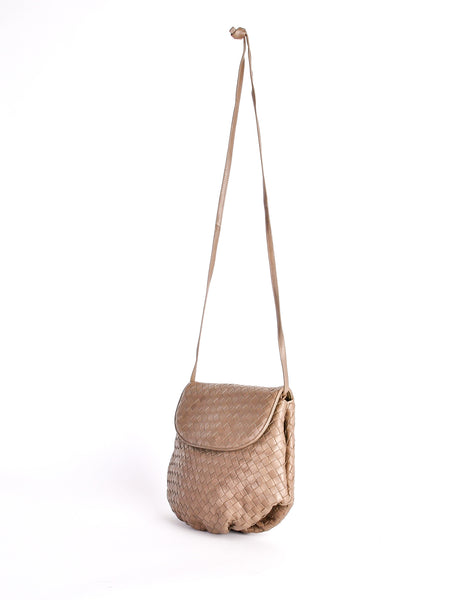 Bottega Veneta Vintage Intrecciato Mushroom Brown Woven Leather Crossbody Bag - Amarcord Vintage Fashion
 - 3