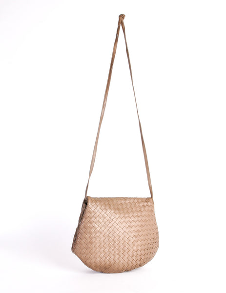 Bottega Veneta Vintage Intrecciato Mushroom Brown Woven Leather Crossbody Bag - Amarcord Vintage Fashion
 - 4