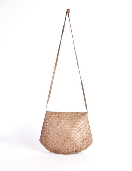 Bottega Veneta Vintage Intrecciato Mushroom Brown Woven Leather Crossbody Bag - Amarcord Vintage Fashion
 - 5