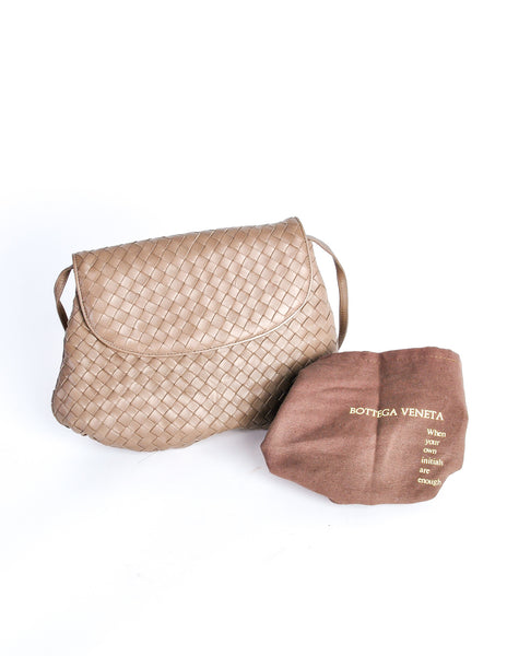 Bottega Veneta Vintage Intrecciato Mushroom Brown Woven Leather Crossbody Bag - Amarcord Vintage Fashion
 - 6