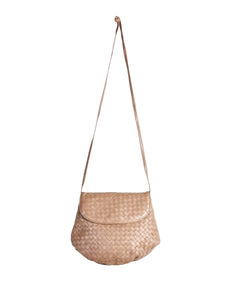 Bottega Veneta Vintage Intrecciato Mushroom Brown Woven Leather Crossbody Bag - Amarcord Vintage Fashion
 - 1