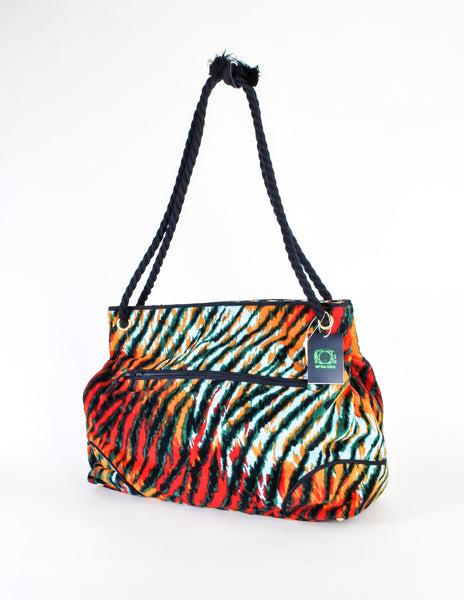 Bottega Veneta Vintage Colorful Striped Terry Cloth Bag