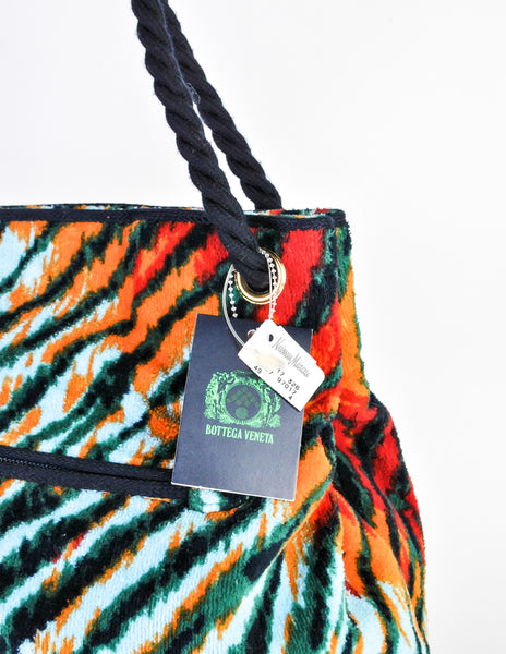 Bottega Veneta Vintage Colorful Striped Terry Cloth Bag