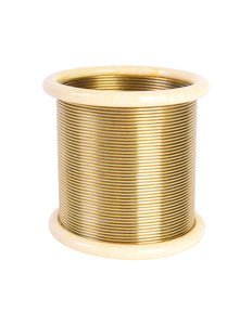 Vintage Ribbed Brass and Marbled Resin 'Thread Spool' Cuff Bracelet