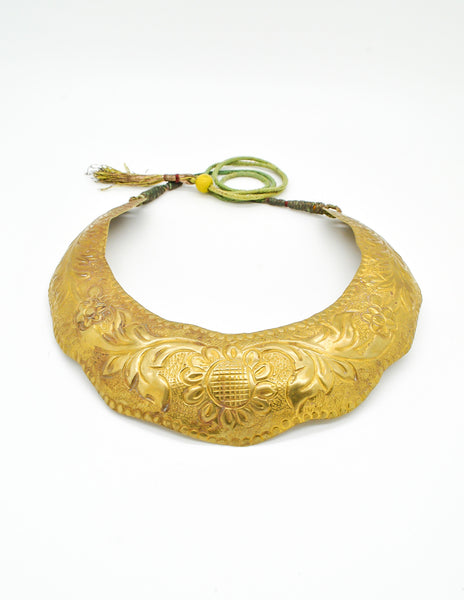 Vintage Brass Tin Tribal Choker Necklace