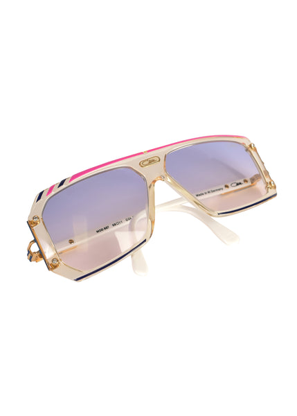 Cazal Vintage Asymmetrical Clear Blue and Pink Sunglasses 867 125