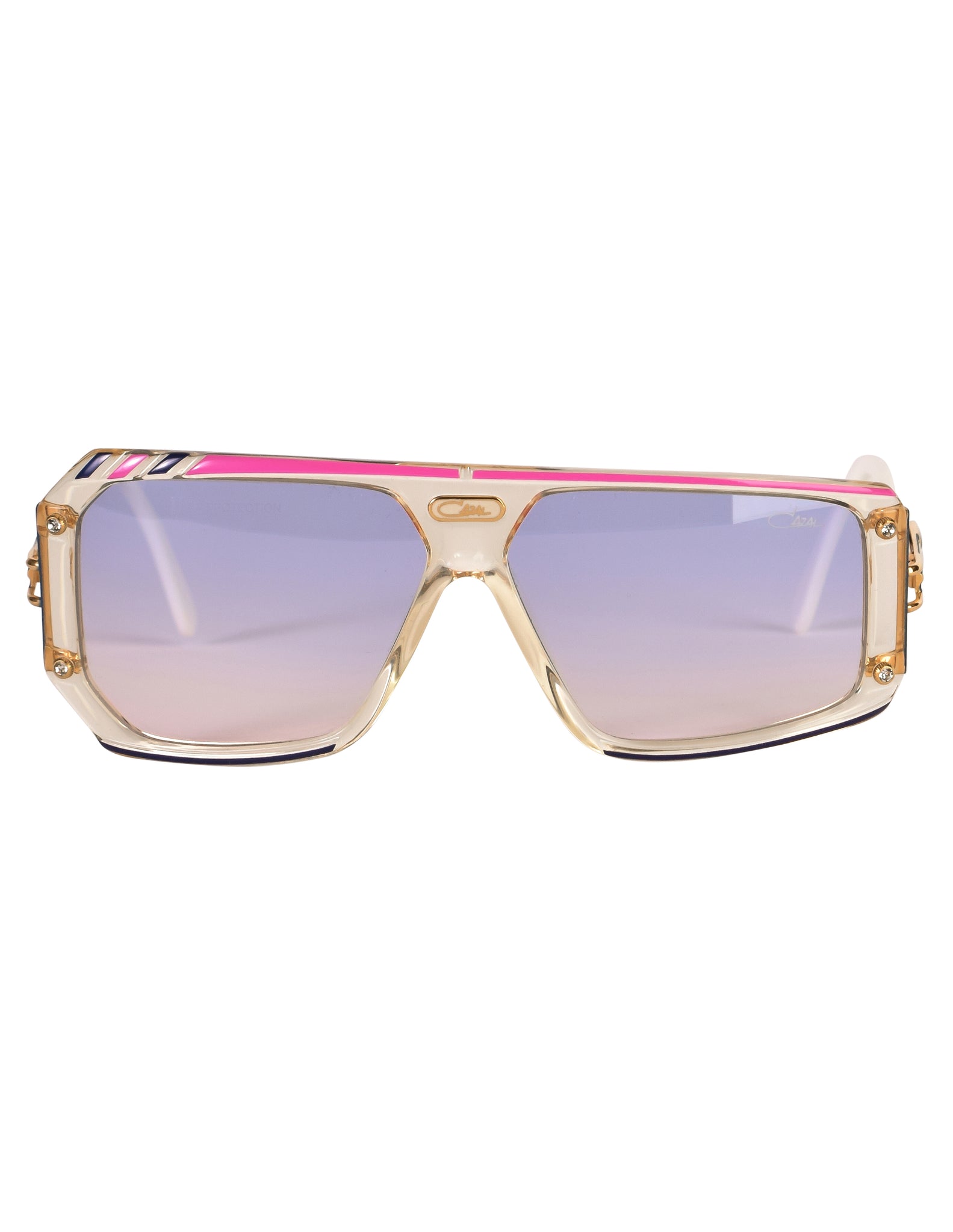 Cazal Vintage Asymmetrical Clear Blue and Pink Sunglasses 867 125