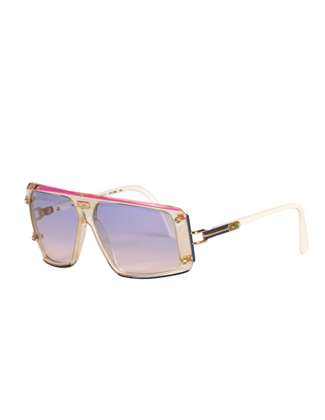Cazal Vintage Asymmetrical Clear Blue and Pink Sunglasses 867 125