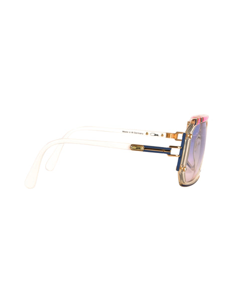 Cazal Vintage Asymmetrical Clear Blue and Pink Sunglasses 867 125