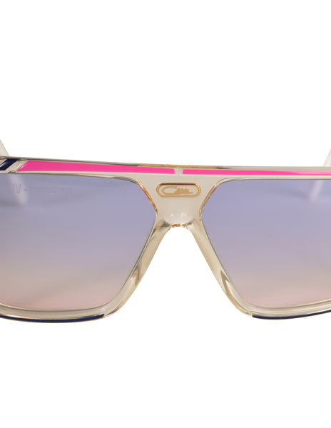 Cazal Vintage Asymmetrical Clear Blue and Pink Sunglasses 867 125