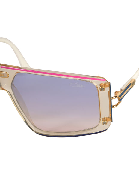Cazal Vintage Asymmetrical Clear Blue and Pink Sunglasses 867 125