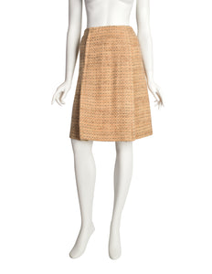 Chanel Vintage 1960s Haute Couture Beige and Peach Wool Suit Skirt