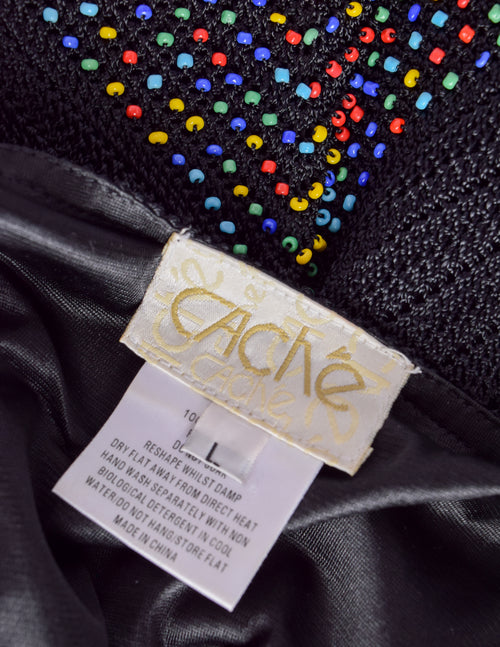 Cache Vintage 1990s Black Crochet Rainbow Beaded Fringe Dress – Amarcord  Vintage Fashion