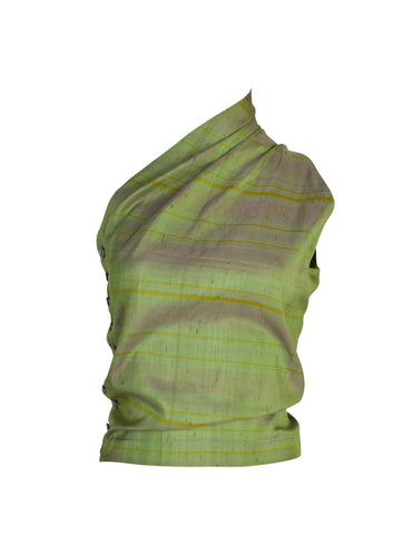 Callaghan by Romeo Gigli Vintage SS 1987 Green Iridescent Silk Shantung One Shoulder Top