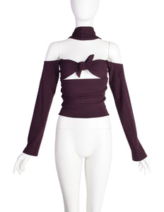 Callaghan Romeo Gigli Vintage 1980s Eggplant Cotton Stretch Knotted Top