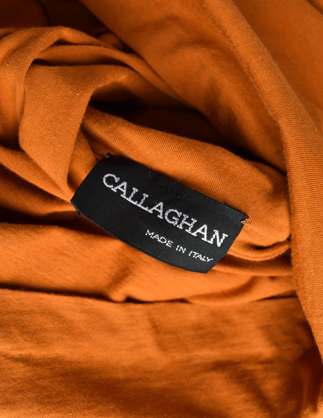 Callaghan by Romeo Gigli Vintage SS 1988 Burnt Orange Stretch Cotton Crossover Top