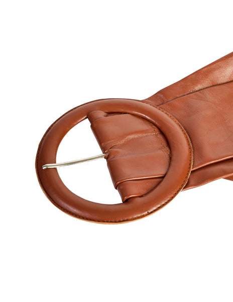 Toast Vintage Caramel Brown Leather Ultra Wide Belt